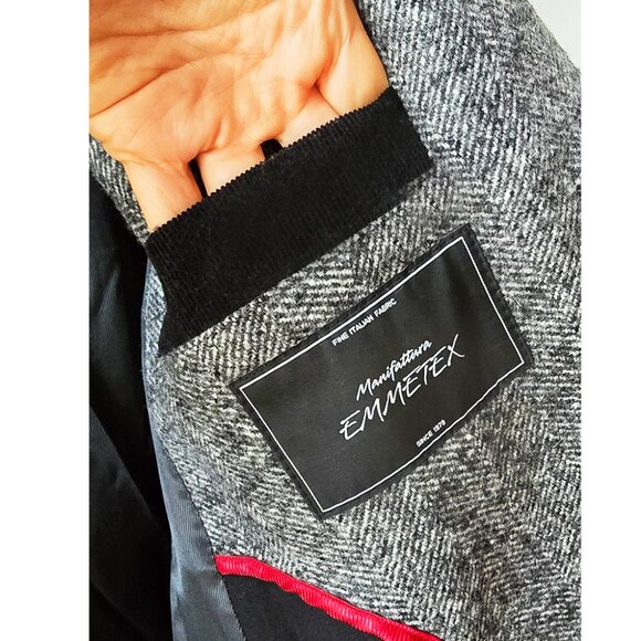 Banana Republic x Emmetex Black and White Herringbone Wool Lined Topcoat XS 0 2 - Picture 5 of 10